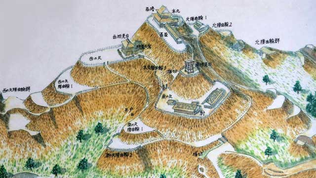 足助城(真弓山城) 作画:川端義憲