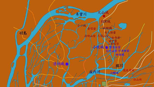 小牧長久手の戦い初戦陣地図