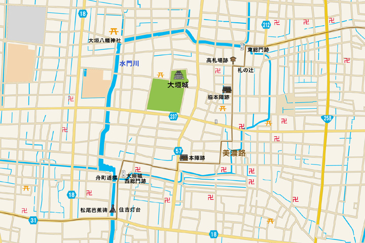 　大垣城周辺地図