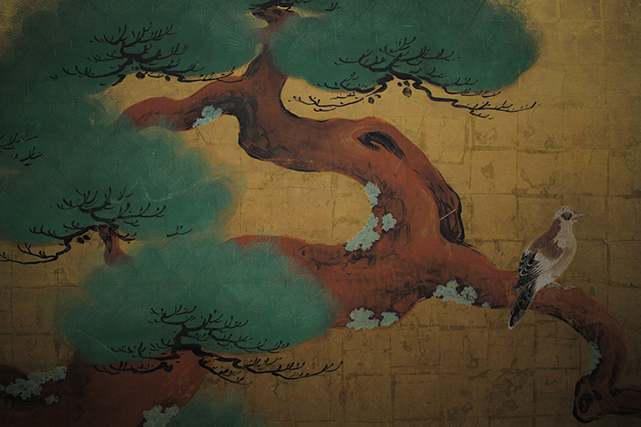 松楓禽鳥図　名古屋城本丸御殿　表書院二之間西側襖絵4面