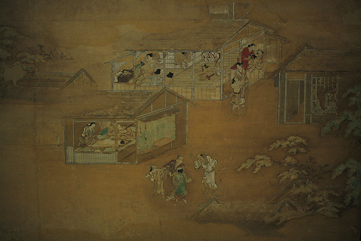 風俗図（風呂・刈入）名古屋城本丸御殿　対面所上段の間南側障子腰貼付2面 