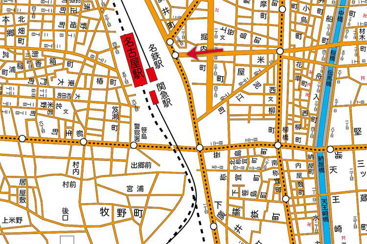  昭和16年(1941)頃の名古屋駅周辺地図 