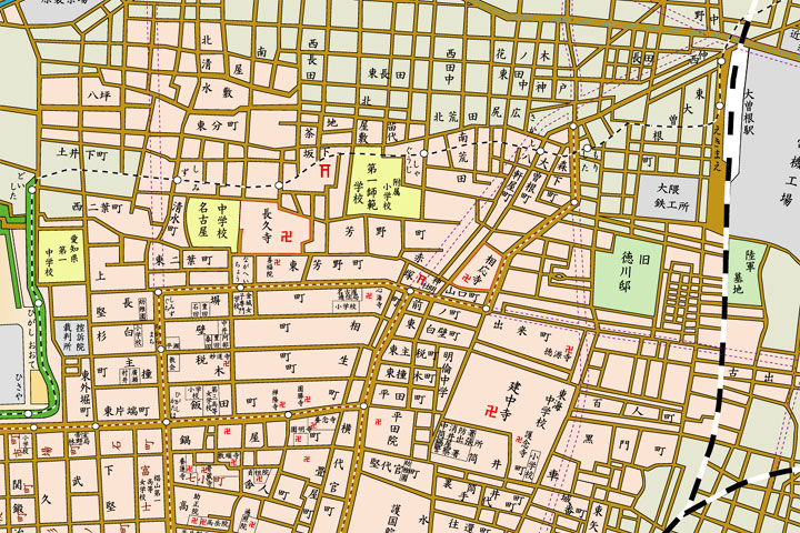 昭和初期の徳川園周辺地図