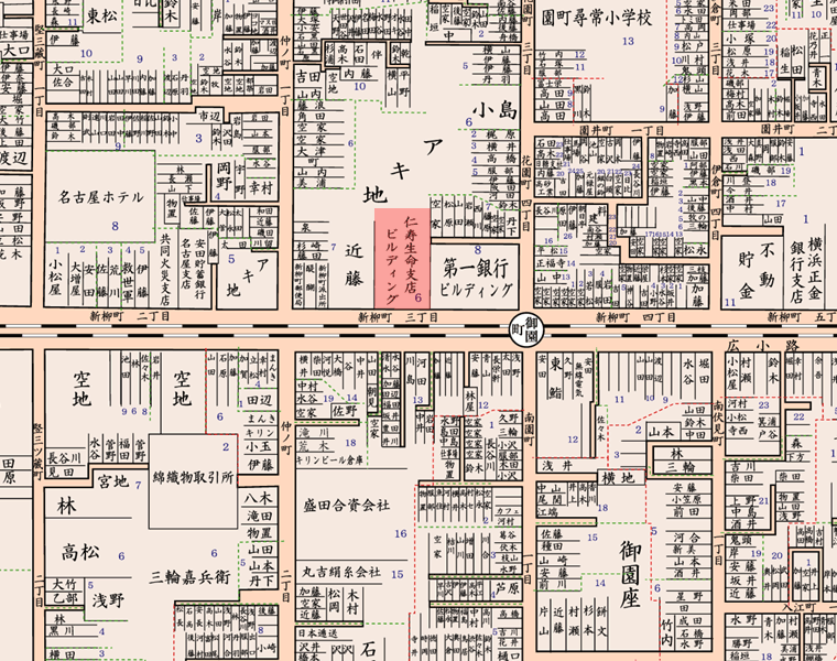 仁寿生命ビルの地下に赤玉があった(昭和8年地図)