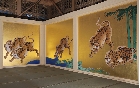「竹林豹虎図」玄関二之間壁貼付絵（2010年10月15日撮影）