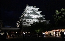 ライトアップされ白く浮き上がった名古屋城