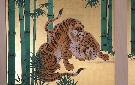 「竹林豹虎図」玄関二之間壁貼付絵