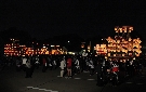 名古屋城正門前駐車場に揃った9輌の山車