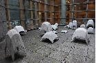 エクトール･サモラ 「摂社」 2010 . ガラス越しの屋外にも展示