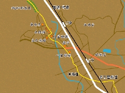 御油宿周辺地図（黄線が東海道）